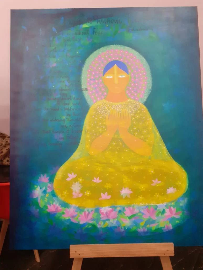 A painting at ‘Women Artist Painting Camp’ organised by RNTU, Bhopal