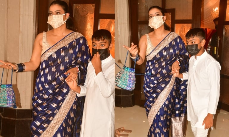 In Pics: Ajay Devgn and Kajol's son Yug looks unrecognizable as he arrives at Durga Puja pandal with his mom - Vimarsana News