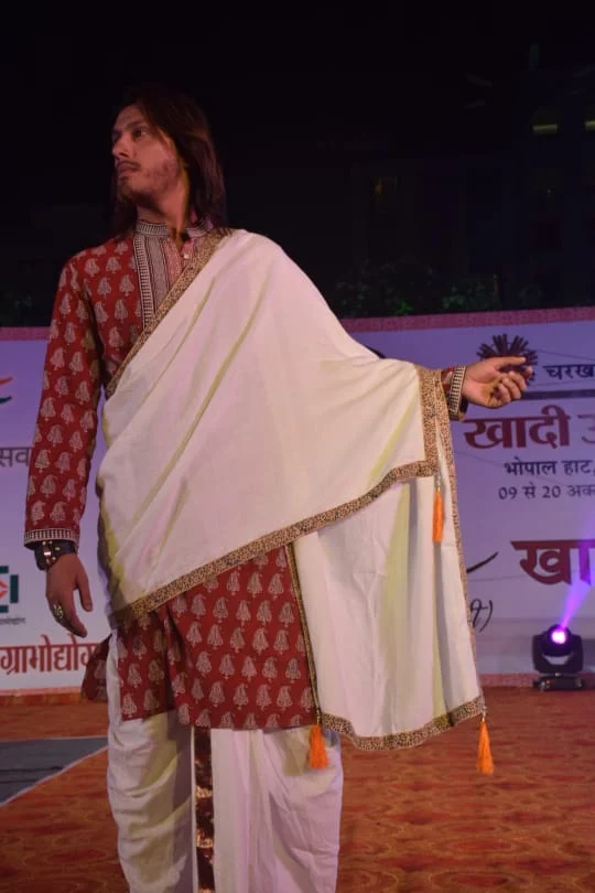 Model showcasing the Khadi attire at Khadi Utsav in Bhopal on Tuesday.