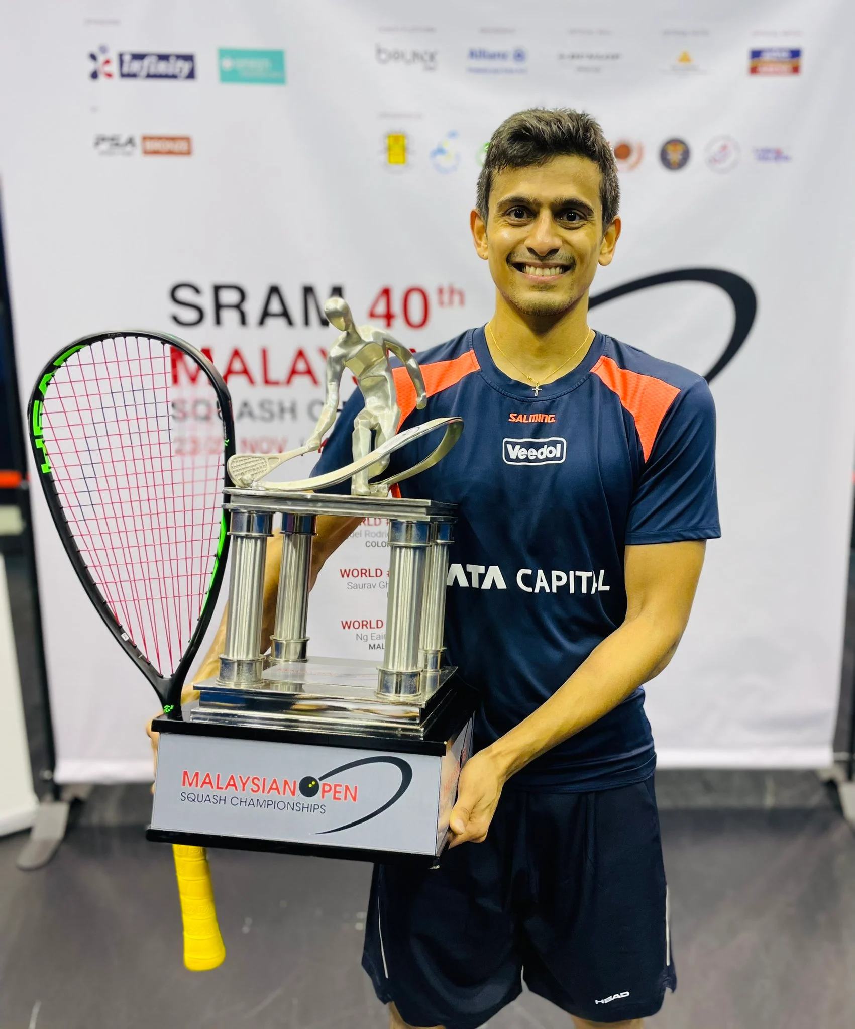Saurav Ghosal with his Malaysian Open trophy