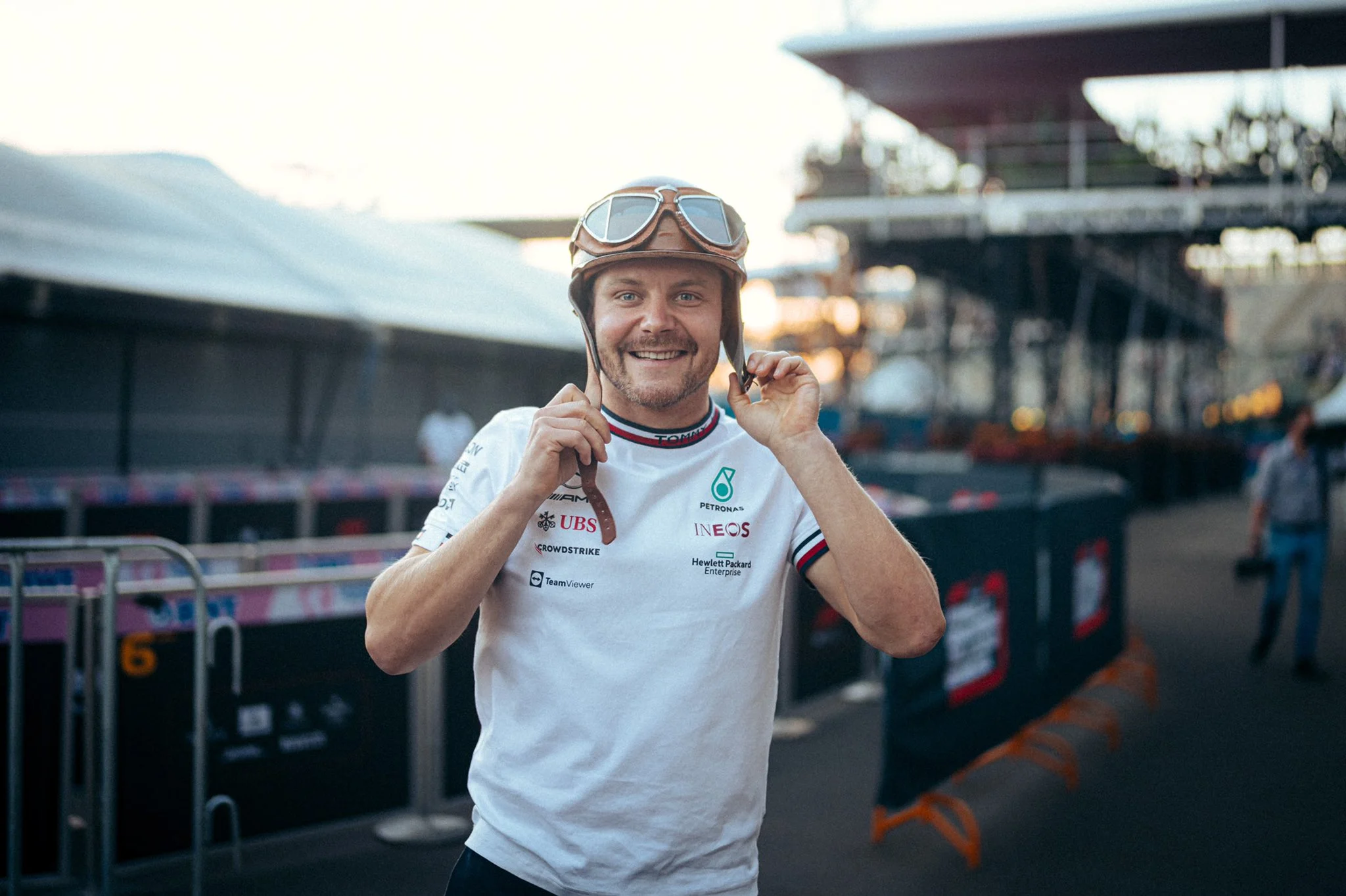 Bottas couldn't stop grinning after Mercedes finished 1-2 in qualifying