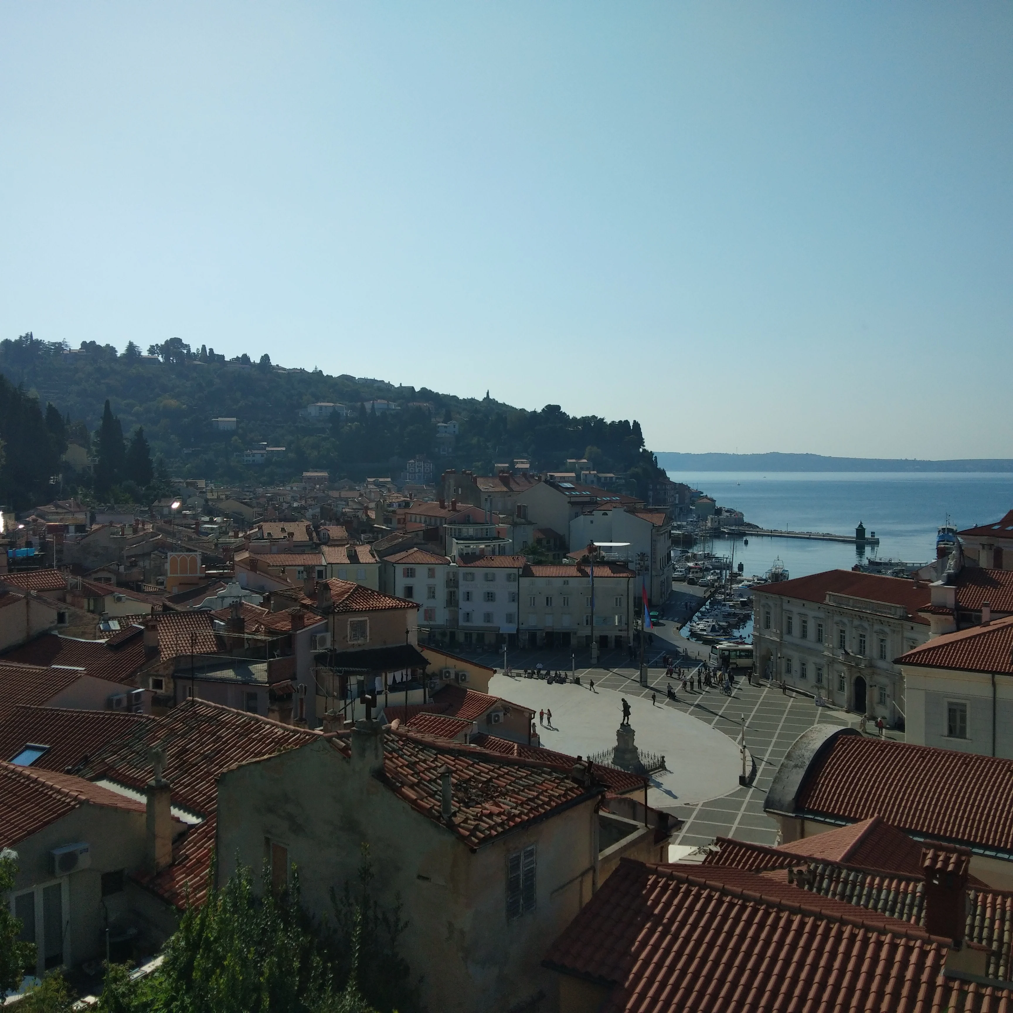 Piran town square and rooftops