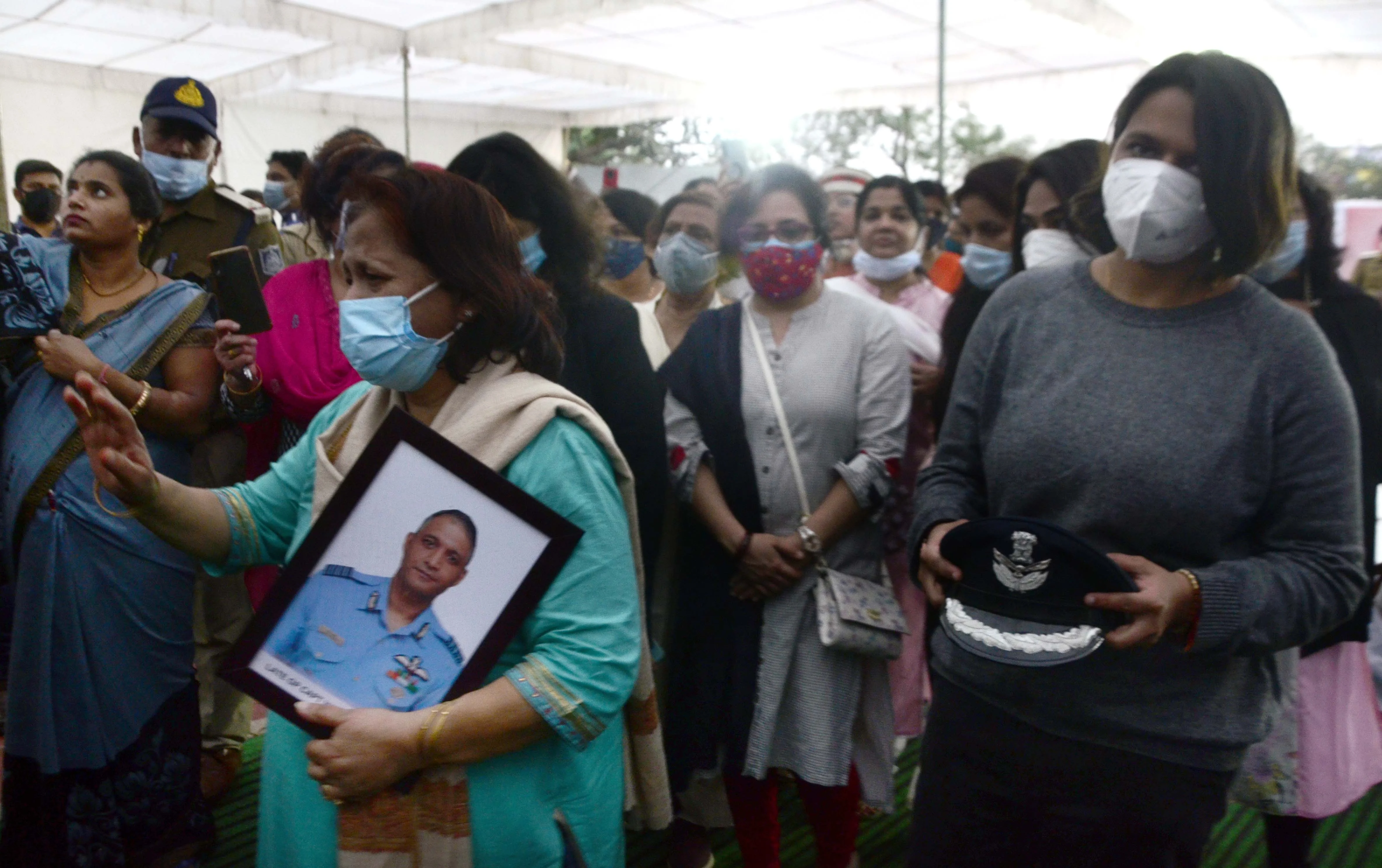 Family members and relative of Group Captain Varun Singh in Bhopal, Thursday,