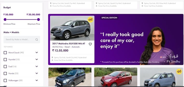 PV Sindhu's car sold through Spinny; proceeds to be used for Suchitra Badminton Academy - Vimarsana News