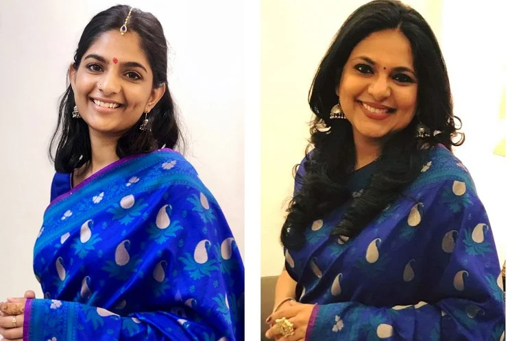 Ayesha twinning with her mother in a sari gifted by her grandmother