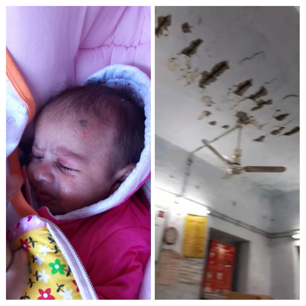 Indore: Hospital ceiling's concrete fall, one-and-half-month-old girl injured - Vimarsana News