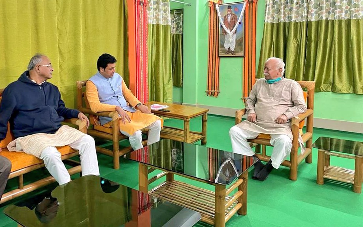 Mohan Bhagwat meets CM Biplab Kumar Deb, likely to hold closed-door meetings with RSS members in Tripura - Vimarsana News