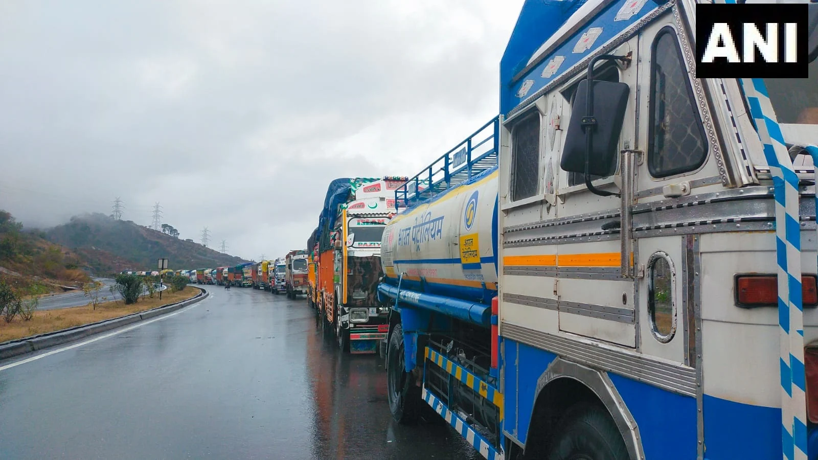 Jammu-Srinagar National Highway closed for vehicular movement for the third day due to continuous rains and snowfall and shooting stones at various places along with the highway