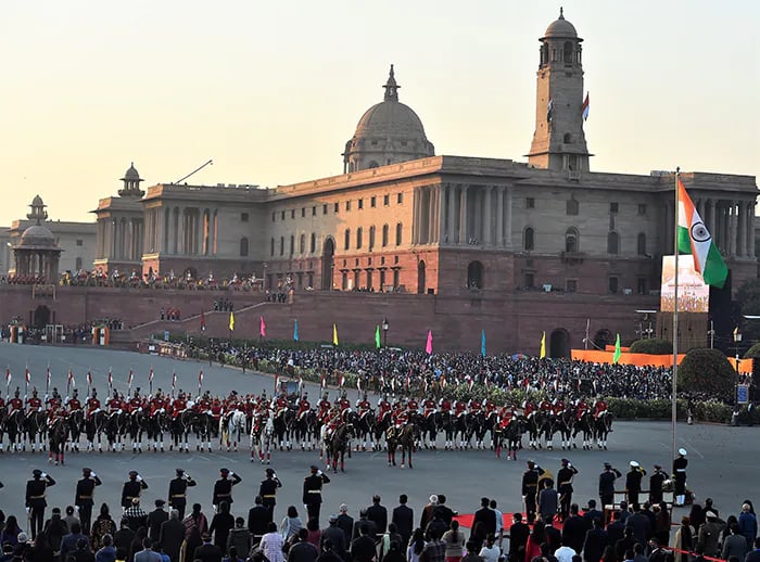 In Photos: 1000 drones, laser light up Beating Retreat ceremony at Vijay Chowk in Delhi - Vimarsana News