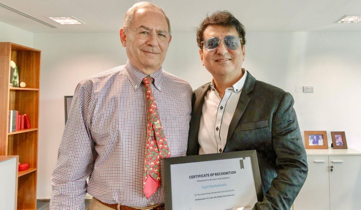 Sajid Nadiadwala receives certificate of recognition as ambassador for Indo-Abu Dhabi entertainment - Vimarsana News
