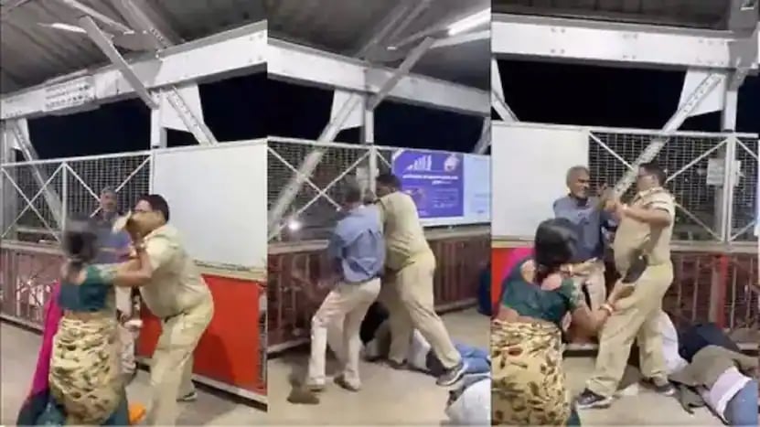 Shocking! Woman beats cop with footwear at Lucknow's Charbagh railway station; watch video - Vimarsana News
