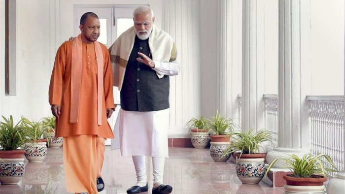 PM Narendra Modi chairs meeting at his residence over UP government formation days before Yogi Adityanath's swearing-in - Vimarsana News