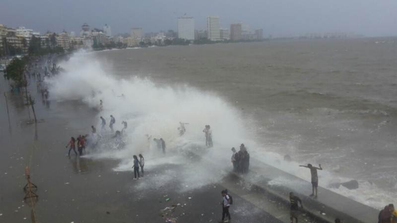This is the perfect way to enjoy hightide at Marine Drive
