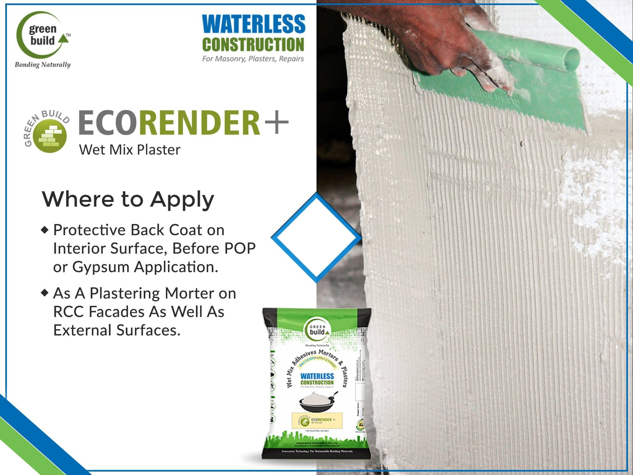 Eco Render Plus A Unique Plaster Without Cement, Sand, and Water