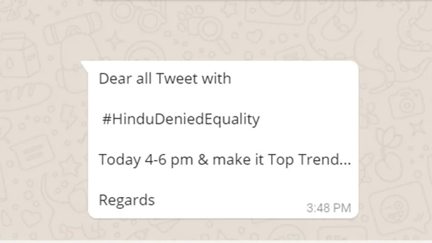 WhatsApp forward from BJP leader Vinit Goenka WhatsApp forward from BJP leader Vinit Goenka