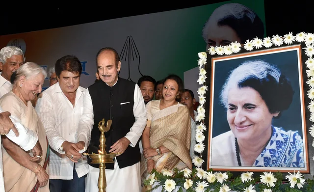UP Congress chief Raj Babbar along with senior leaders Ghulam Nabi Azad and Mohsina Kidwai light a lamp at a programme organised as part of the birth centenary celebrations of former Prime Minister Indira Gandhi, at Indira Gandhi Pratisthaan in Lucknow. UP Congress chief Raj Babbar along with senior leaders Ghulam Nabi Azad and Mohsina Kidwai light a lamp at a programme organised as part of the birth centenary celebrations of former Prime Minister Indira Gandhi, at Indira Gandhi Pratisthaan in Lucknow.