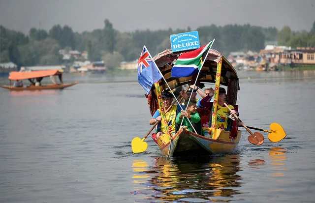 Participants take part in the shikara race during the Expedition India Adventure at Dal Lake in Srinagar. Participants take part in the shikara race during the Expedition India Adventure at Dal Lake in Srinagar.