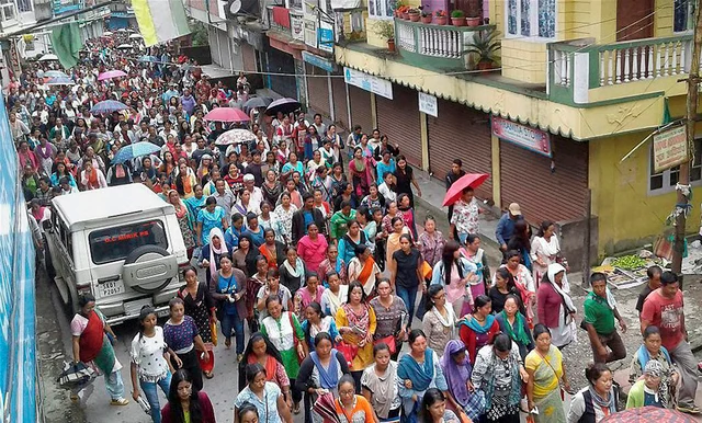 Gorkhaland supporters stage a rally in Darjeeling, West Bengal. Gorkhaland supporters stage a rally in Darjeeling, West Bengal.