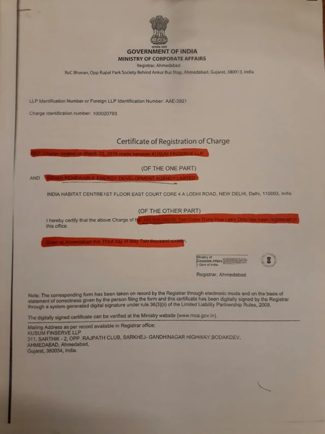 The document showing Jay Amit Shah’s Kusum Finserve securing a loan of ₹10.35 crore from IREDA. The document showing Jay Amit Shah’s Kusum Finserve securing a loan of ₹10.35 crore from IREDA.