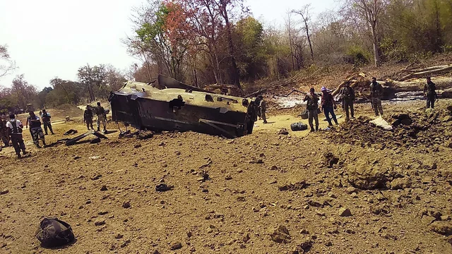 Security personnel inspect the site of an IED blast where nine CRPF personnel were killed and two more were injured after Maoists ambushed them in Kistaram area of Chhattisgarh’s Sukma district. Security personnel inspect the site of an IED blast where nine CRPF personnel were killed and two more were injured after Maoists ambushed them in Kistaram area of Chhattisgarh’s Sukma district.