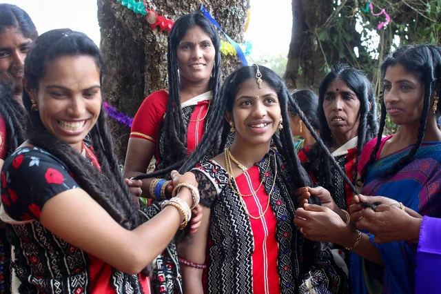 Toda tribal women during a marriage ceremony at Tarnadu Mund near Ooty. Toda tribal women during a marriage ceremony at Tarnadu Mund near Ooty.