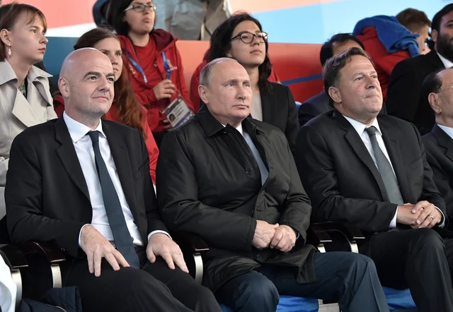 FIFA President Gianni Infantino Russian President Vladimir Putin and Panama’s President Juan Carlos Varela attend a gala concert of world-famous classical music artists on Red Square in Moscow, Russia. Russia will host its first World Cup from June 14 to July 15. FIFA President Gianni Infantino Russian President Vladimir Putin and Panama’s President Juan Carlos Varela attend a gala concert of world-famous classical music artists on Red Square in Moscow, Russia. Russia will host its first World Cup from June 14 to July 15.