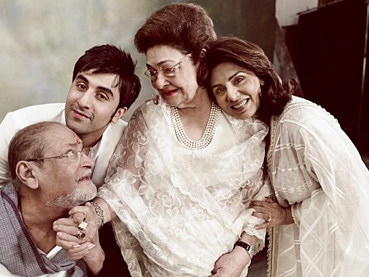 Krishna Raj Kapoor with late Shammi Kapoor Ranbir Kapoor and Neetu Kapoor