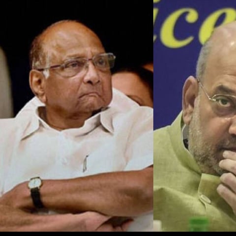 NCP chief Sharad Pawar and BJP president &amp;Union Home Minister Amit Shah (R)