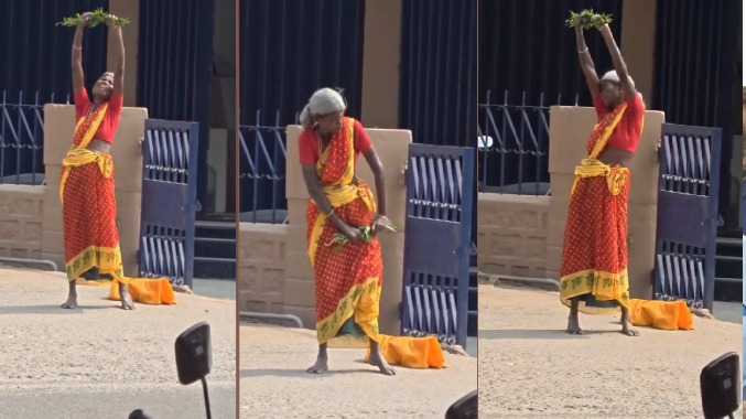 சாலையில் சாமியாடிய பெண்