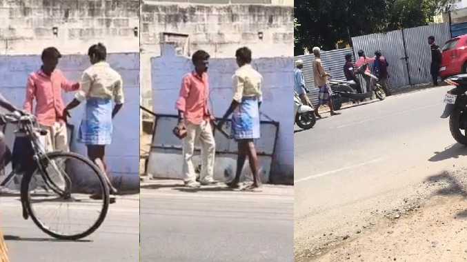 கற்களை வீசி தாக்கிக் கொண்ட மது போதை கும்பல்