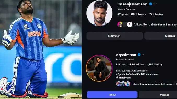 திடீரென எகிறிய சஞ்சு சாம்சன் இன்ஸ்டா பின்தொடர்பாளர்கள்