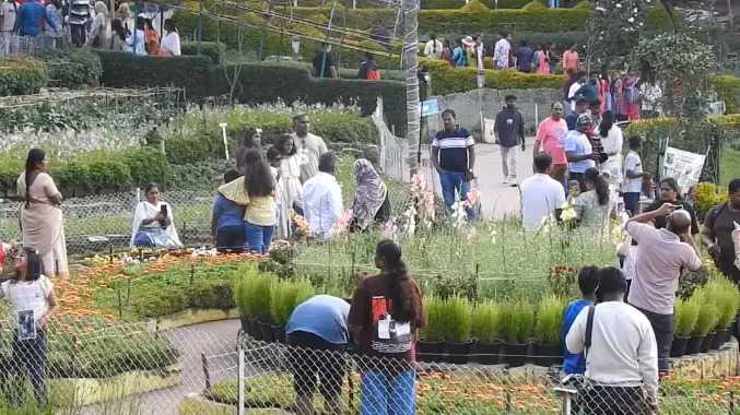 மலரத் தொடங்கிய பூக்களை சுற்றுலாப்பயணிகள் கண்டு ரசிப்பு