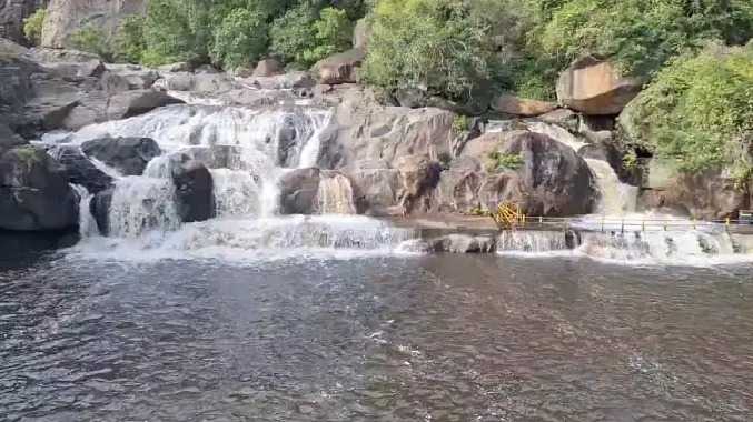 கனமழையால் மணிமுத்தாறு அருவியில் வெள்ளப்பெருக்கு