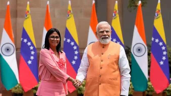 பிரதமர் மோடியை சந்தித்த வெனிசுலா பொறுப்பு அதிபர்