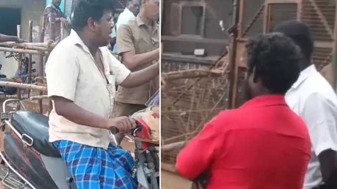 மூட்டை மூட்டையாக மதுபாட்டில்கள் வாங்கிய நபர்