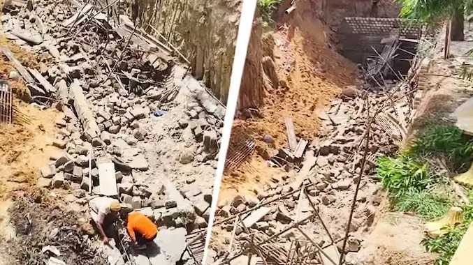 கட்டுமானத்தில் இருந்த சுவர் இடிந்து விழுந்து 3 பேர் பலி