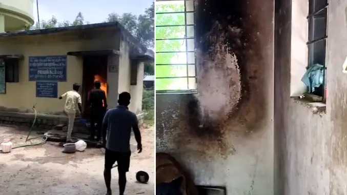 மாணவர்களுக்கு மதிய உணவு தயார் செய்த போது தீ விபத்து