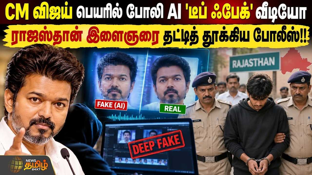 முதல்வர் விஜய் பெயரில் போலி AI 'டீப் ஃபேக்'வீடியோ, ராஜஸ்தான் இளைஞர் கைது