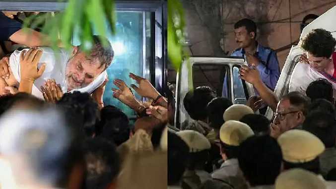 கைதான சிறிது நேரத்திலேயே ராகுல், பிரியங்கா விடுவிப்பு