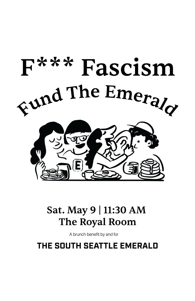 Flyer for the F*** Fascism. Fund the Emerald pancake brunch fundraiser