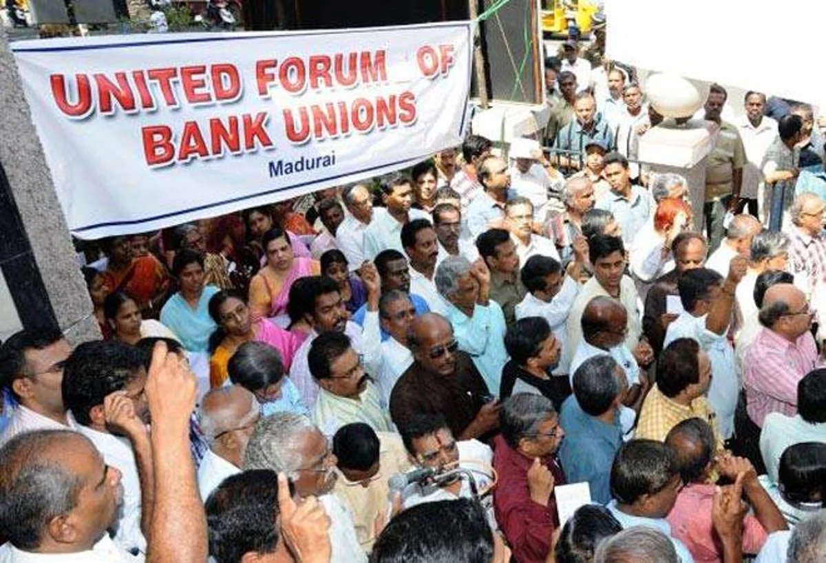Bank Divestment: Public Sector Bank Unions Call For Strike Over Union Budget Announcement To Divest Two PSBs 3 swarajya%2F2021 02%2F4272fe00 19cd 4863 9cdc 9196ea929953%2Fubfu on the streets 660 022717011325
