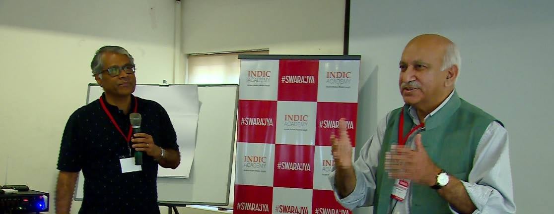 MJ Akbar with R Jagannathan at the workshop