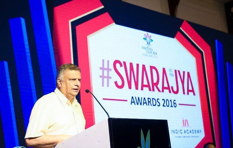  T C A Srinivasa-Raghavan making his acceptance speech