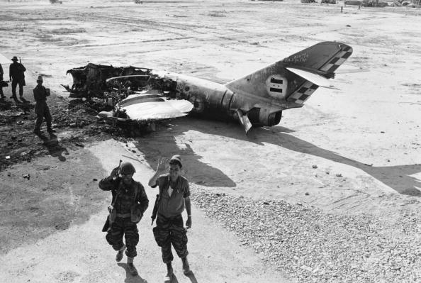 Advancing Israeli Trpthe Wreckage Of An Arab Warplane Near El Arish Airport During Advancing Israeli Trpthe Wreckage Of An Arab Warplane Near El Arish Airport During