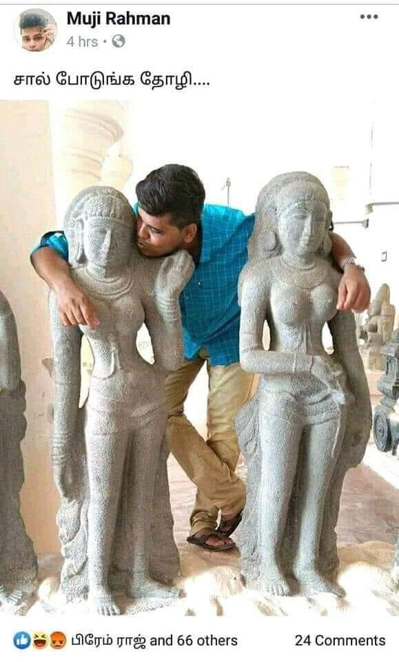 Tamilnadu Youth Arrested For Kissing & Hugging Statue & Posting It In Facebook !! Actress Kasthuri Slammed !! 11 Image result for youth arrested for obscene posts with statues