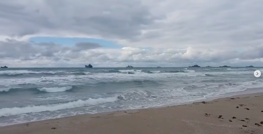 7 Russian Navy Landing Ships Spotted Near Odessa In The Black Sea