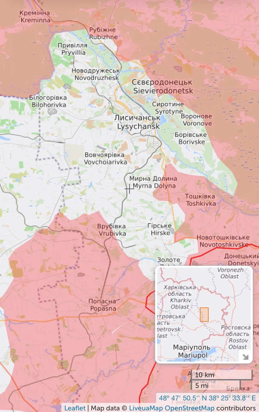 Russian Ground Forces Advancing South of Lysychansk, Setting Up Encirclement