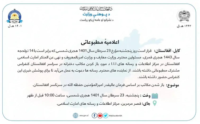 Taliban Announce (Again) Reopening of Girl’s Schools