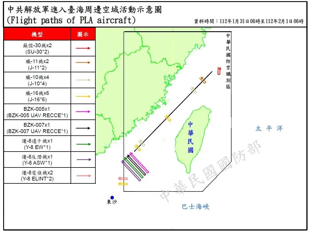 Taiwan Reports Incursion of 34 PLA Aircraft