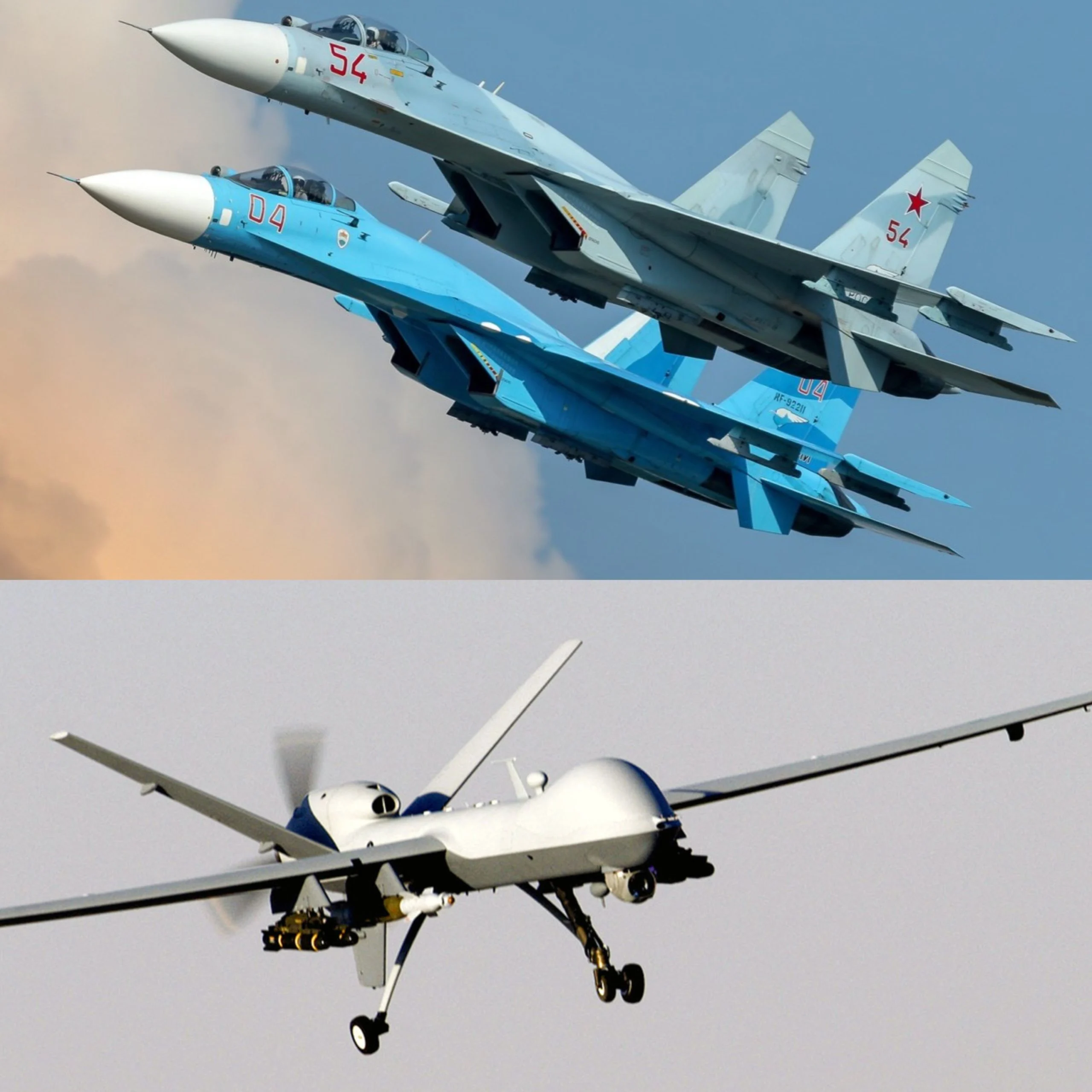 U.S ISR MQ-9 Drone Struck and Brought Down by Russian Su-27 Aircraft